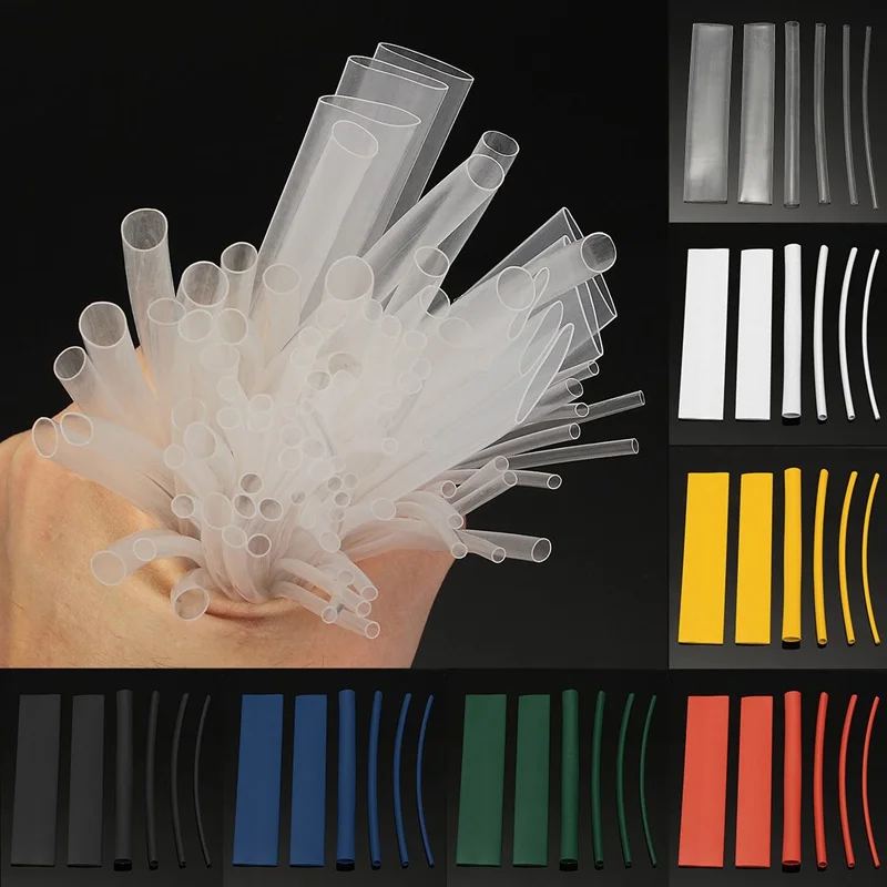 Набор из 100 шт. 7 цветов термоусадочная трубка без галогенного полиолефинового 2:1