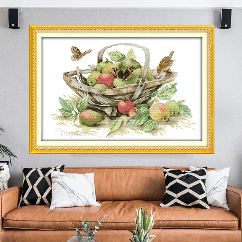 Набор для вышивки крестиком на холсте корзина фруктов 11CT 14CT | Дом и сад