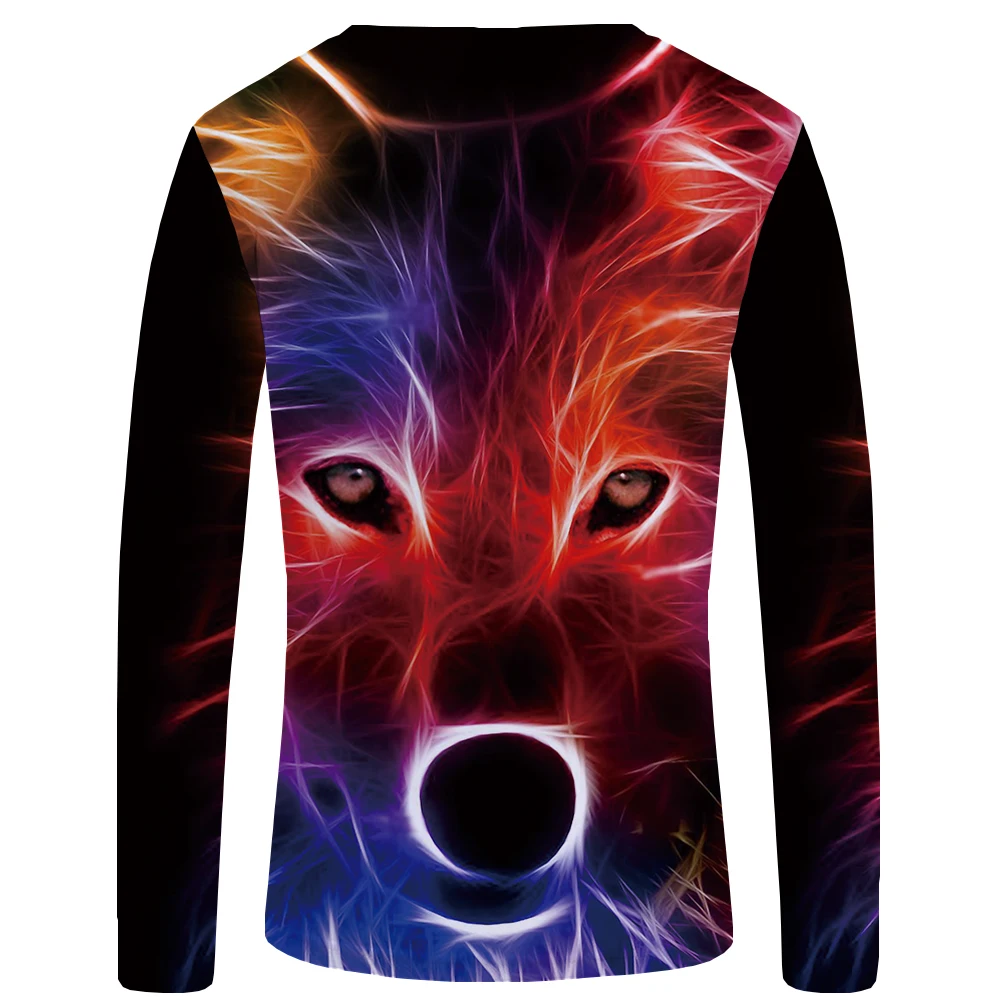 KYKU Wolf T shirt Men Long sleeve shirt Love Streetwear Snow Graphic Mountain Clothes Jungle 3d T-shirt Hip hop Mens Clothing