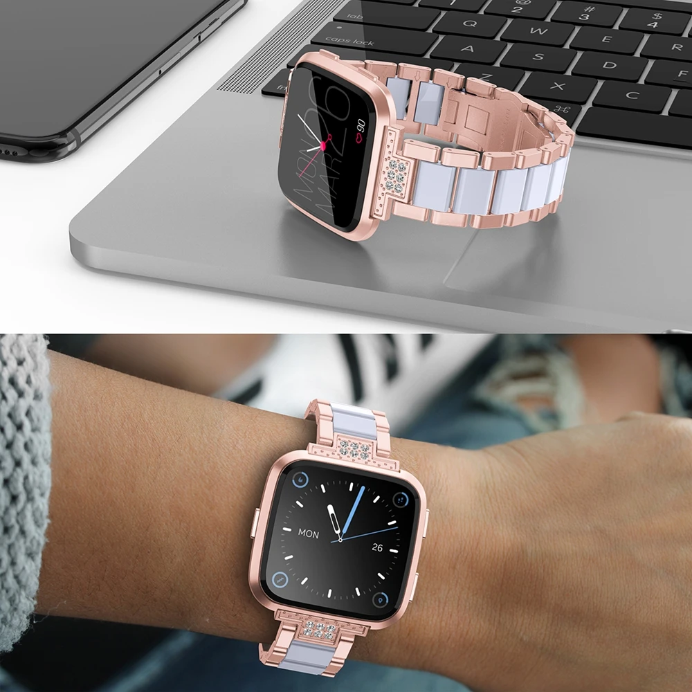 Браслет Wearlizer из нержавеющей стали с бриллиантами сменный ремешок для часов Fitbit