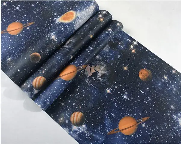 Planet in sky space обои декор для детской комнаты звездный стиль настенная бумага 3D