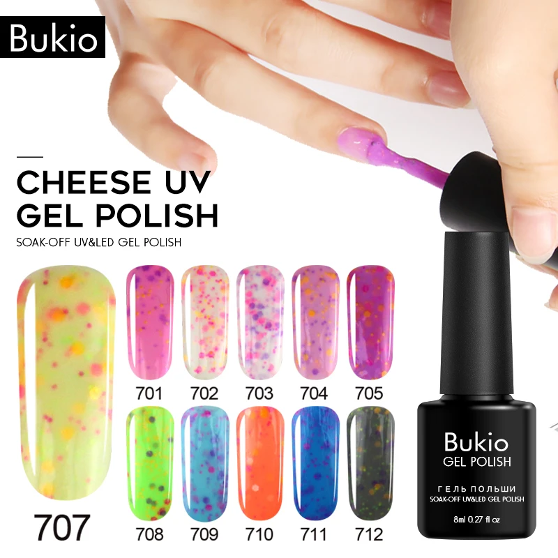Bukio 1 флакон гель лака для ногтей с сияющим сыром конфеты гибридные Лаки дизайн