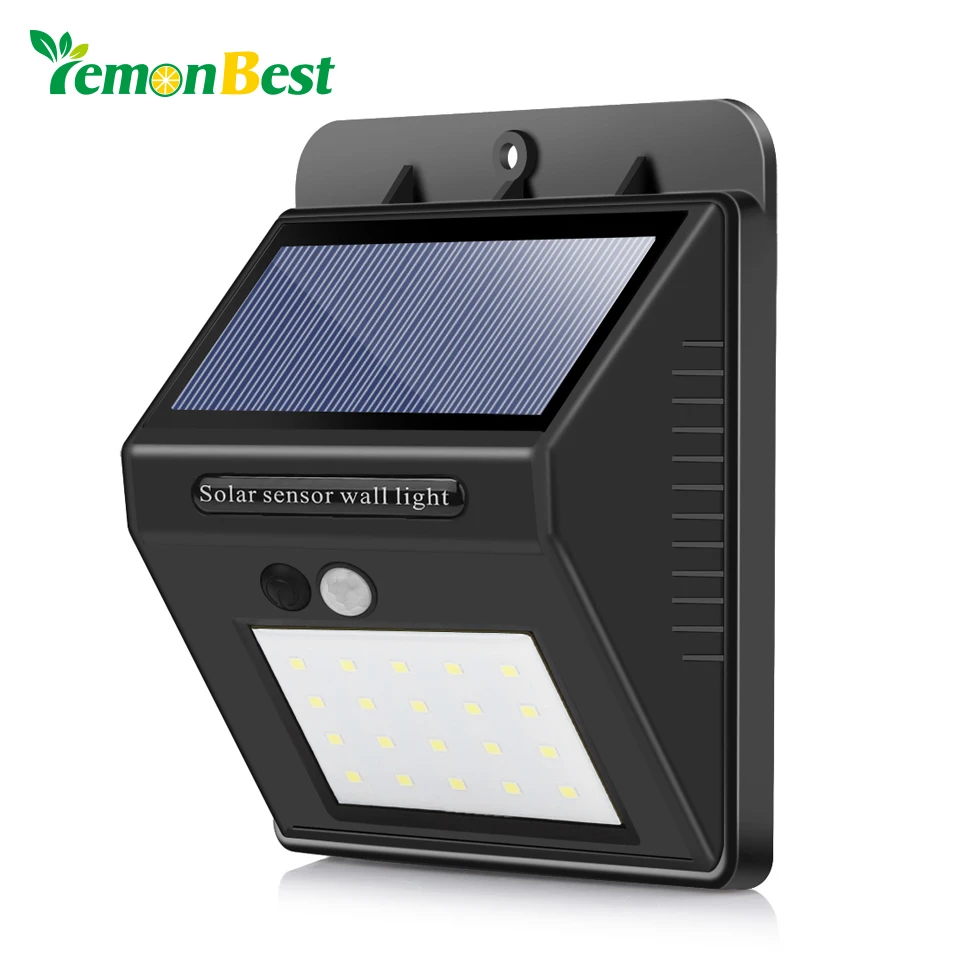 Lemonbest 20-LED Solar Light Garden Human Infrared PIR Motion Sensor Mounted Wall Lamp Security Night Waterproof | Лампы и освещение