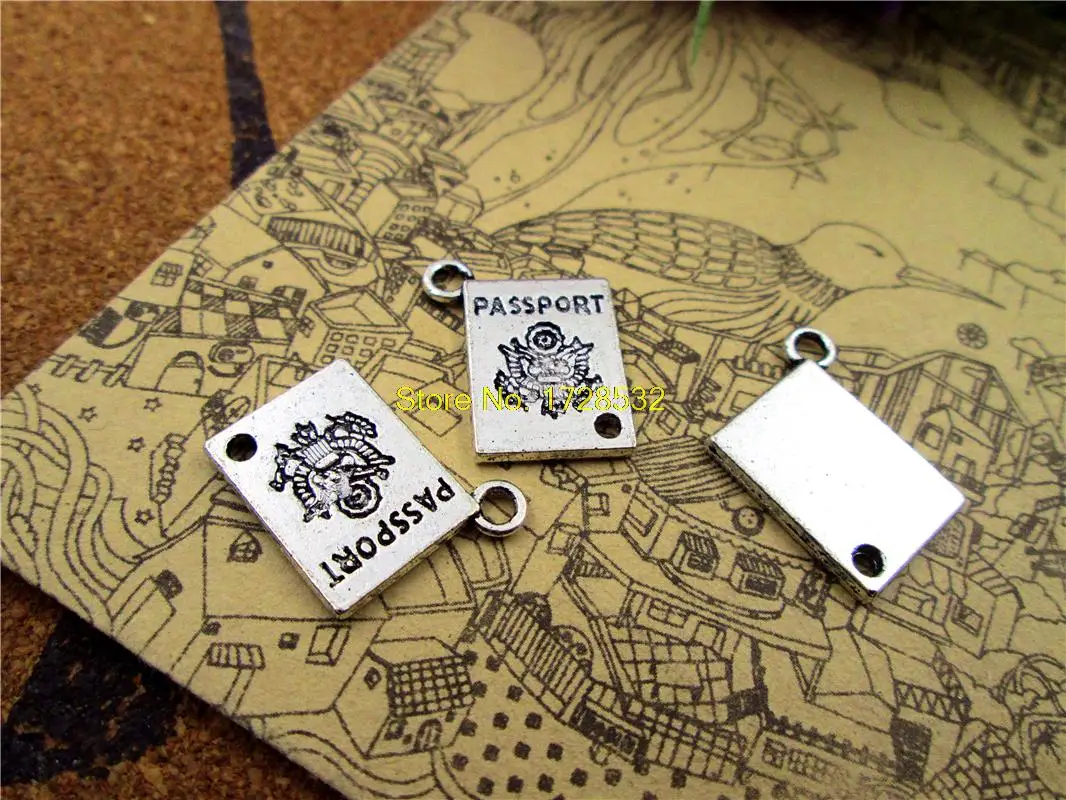 15 шт Подвески паспорт Древний серебряный тон доверие Шарм 18х15 мм
