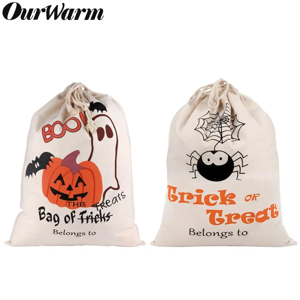 OurWarm 17x14 дюймов на Хэллоуин с надписью Trick or Treat сумки для детей многоразовые