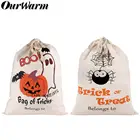 OurWarm 17x14 дюймов на Хэллоуин с надписью Trick or Treat сумки для детей, многоразовые холщовые ранцы для подарков, украшение для вечевечерние НКИ на Хэллоуин