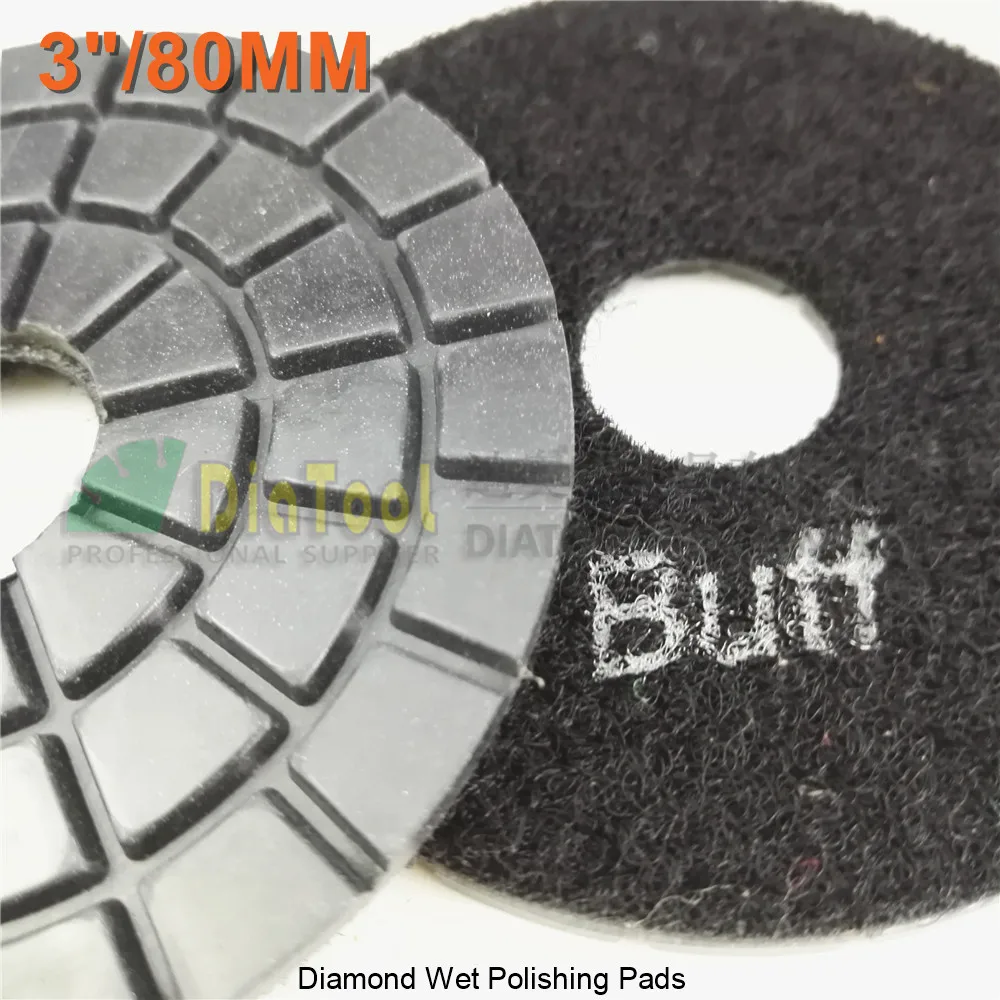 DIATOOL 8pcs Dia 80mm Black Buff For Shining Diamond Polishing Pads Granite Marble 3&quot Resin Bond Stone Sanding Disc Sander Disk|black