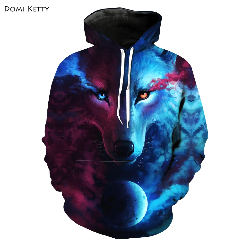 Domi Ketty/Детские толстовки с животными для мальчиков принтом волка синие детские