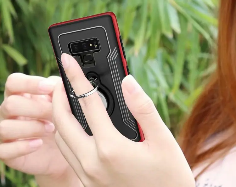 360 degrees Adjustable Maple leaf Ring Stand Grip Shock Absorbing Back Cover case for Samsung Galaxy note 9 |