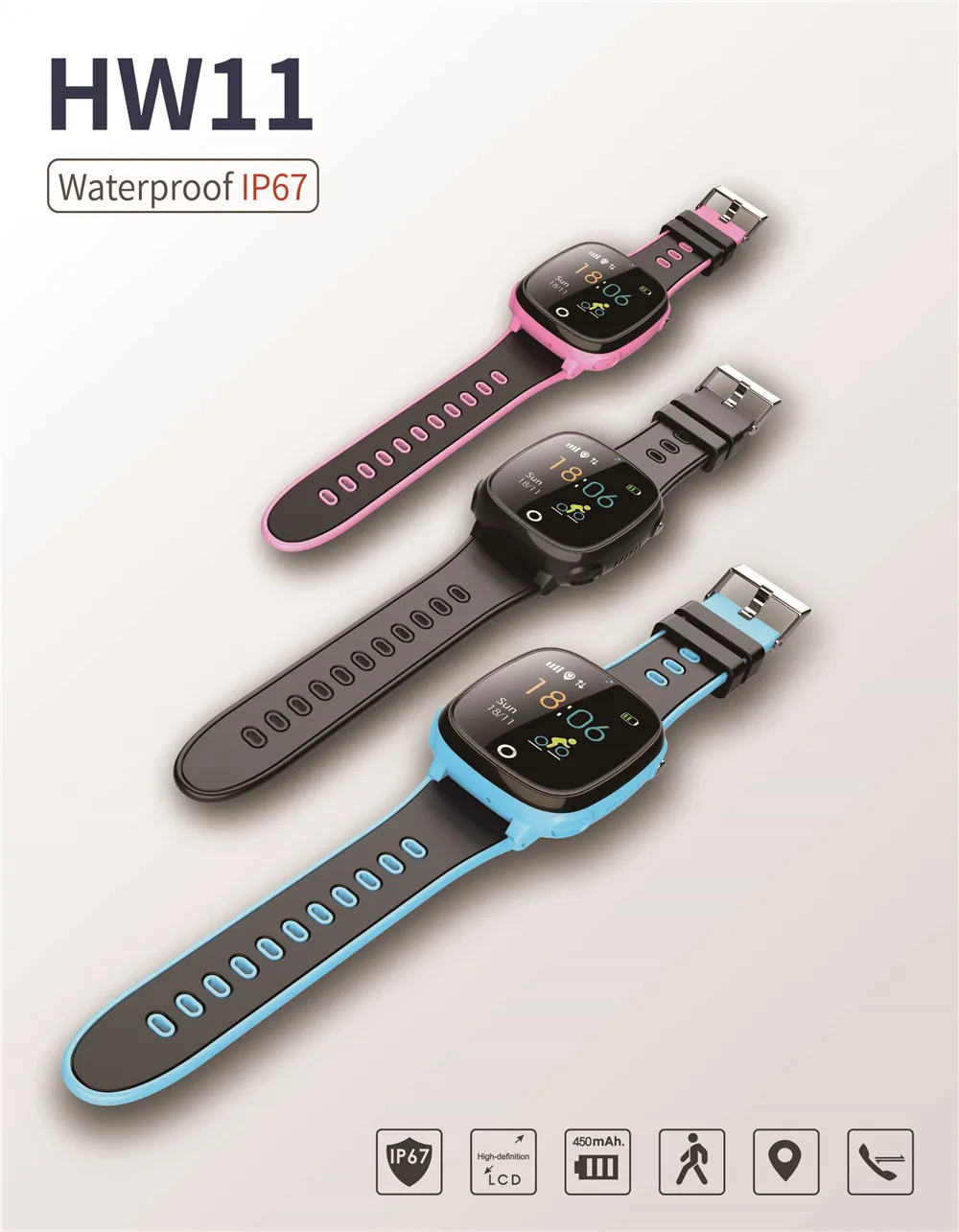 HW11 gps водонепроницаемые умные детские часы с Bluetooth, шагомером, Смарт-часы для детей, SOS Вызов, детское безопасное носимое устройство