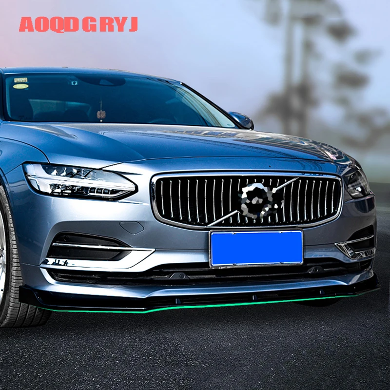 Автомобильный Стайлинг 3 шт. для volvo S90- ABS глянцевый черный бампер передний спойлер Защитная крышка