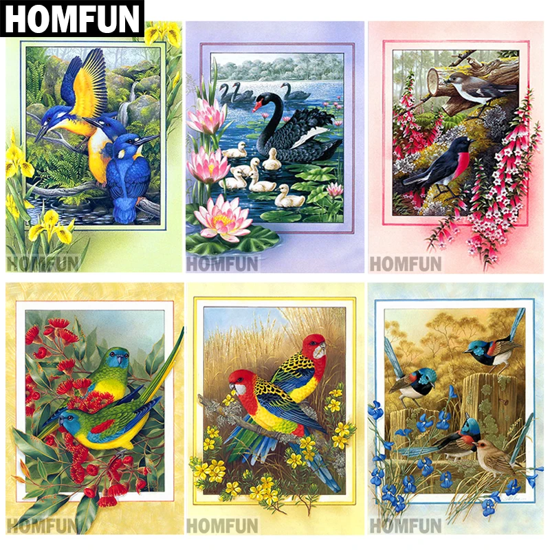Алмазная вышивка HOMFUN 5D "цветок и птица и Лебедь", полная круглая/квадратная, сделай сам, алмазная вышивка крестиком, домашний декор