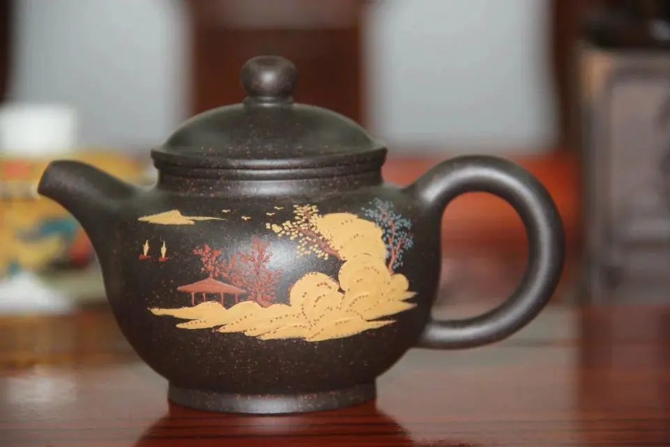 Китайский чайный набор из исинской глины чайник грязи с черной грязью горшок для