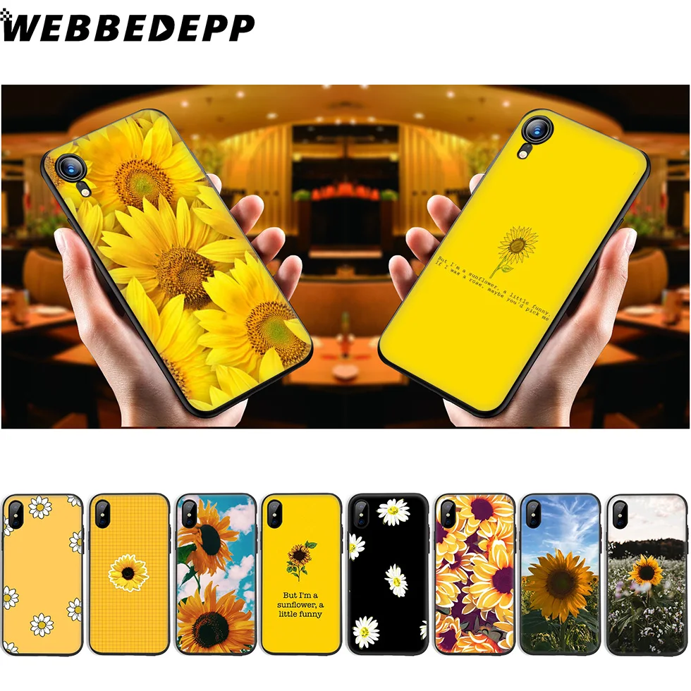 WEBBEDEPP желтый мягкий силиконовый чехол с подсолнухом для iPhone 11 Pro Xr Xs Max X или 10 8 7 6 6S
