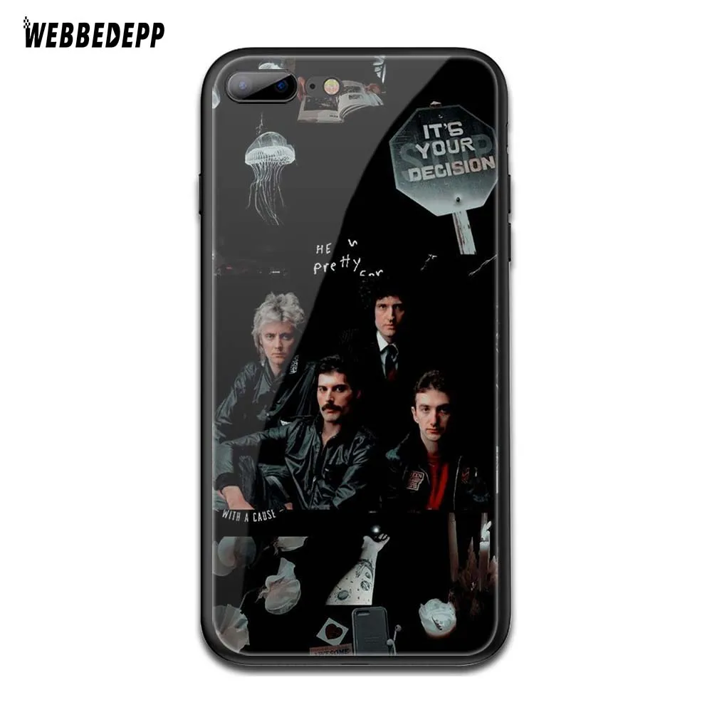 TG3 Чехол WEBBEDEPP queen band Freddie Mercury из закаленного стекла TPU для Apple iPhone 6 6S 7 8 Plus 5 5S SE XR X XS 11 Pro MAX чехол - Цвет: TG3