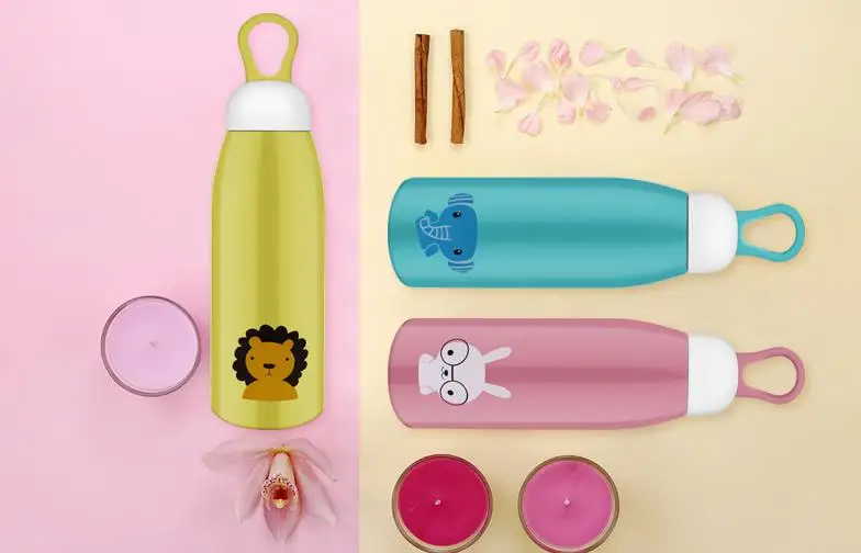 3 размера мультяшная Вакуумная чашка Изолированная двойная стена 304 кружки из