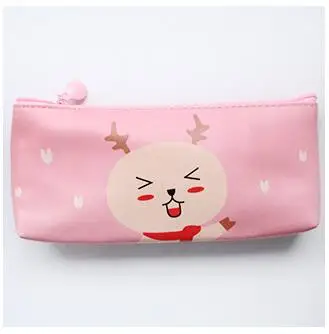 pink deer Мультфильм Животные PU ручка карандаш сумка держатель большой хранения студент канцелярские дети подарок на день рождения - Цвет: pink deer