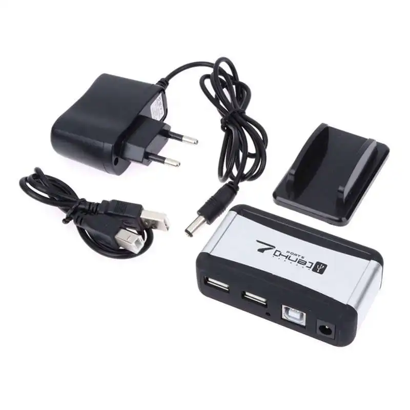 Eu Plug External Hub 7 Usb 2.0 Ports With Multi-Socket Power Supply Slot For Notebook Pc Mac | Электроника