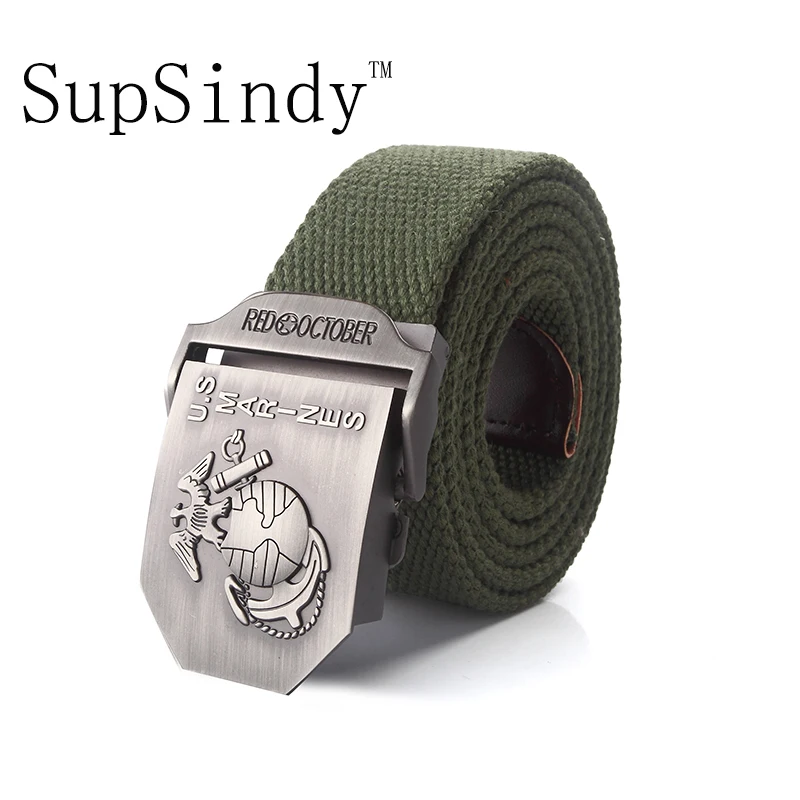 SupSindy men's canvas belt U.S Marines Alloy buckle military belt Army tactical belts for Male top quality men strap for jeans