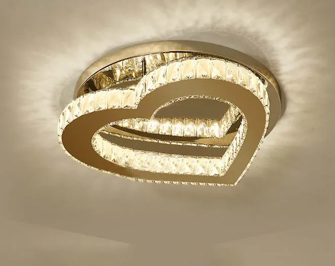 A warm light Современный домашний потолочный светильник для гостиной, спальни, теплый Романтический светодиодный хрустальный светильник с двойным сердцем, люстра для ресторана ZP4181358 - Цвет корпуса: A warm light