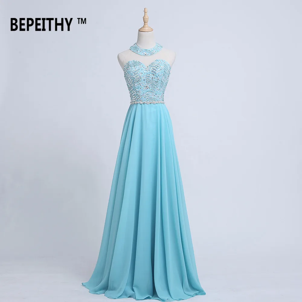 BEPEITHY Холтер шифоновое длинное вечернее платье vestido de festa кружевное винтажное