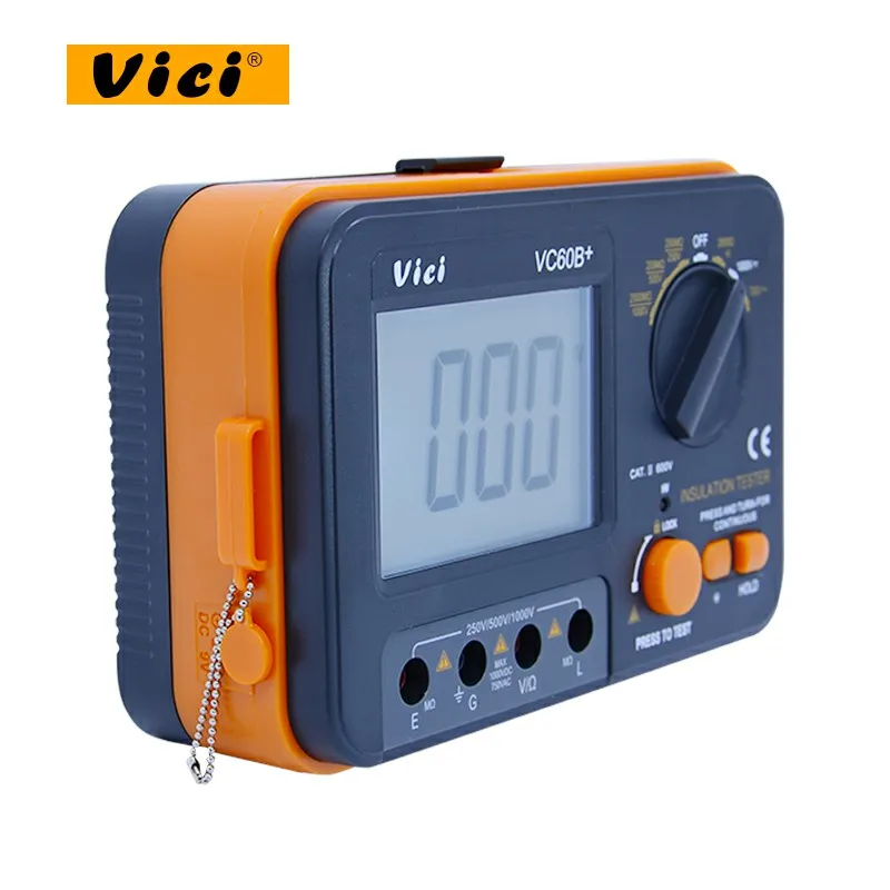 Vici-Medidor de resistencia VC60B +, Aislamiento digital, megohmmetro, ohmmetro, voltímetro, DVM, 1000V, 2G, w/retroiluminación LCD