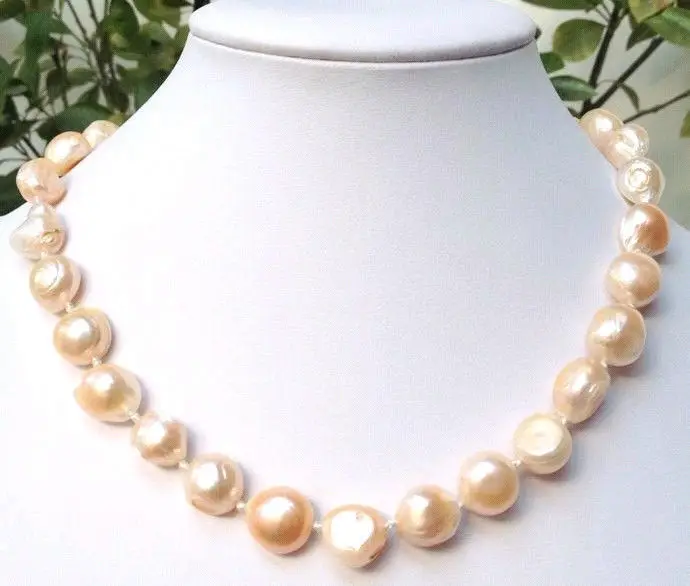 FREE SHIPPING10-12 mm baroque pale pink freshwater pearl necklace 18 &quot (A0322) women wedding Noble style | Украшения и