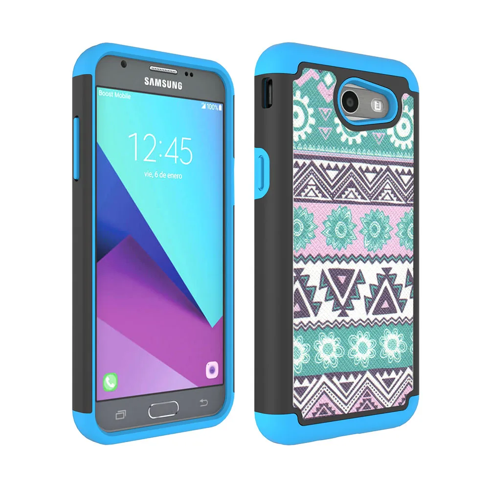 Двухслойный Племенной армированный чехол противоударный жесткий для Samsung Galaxy J3