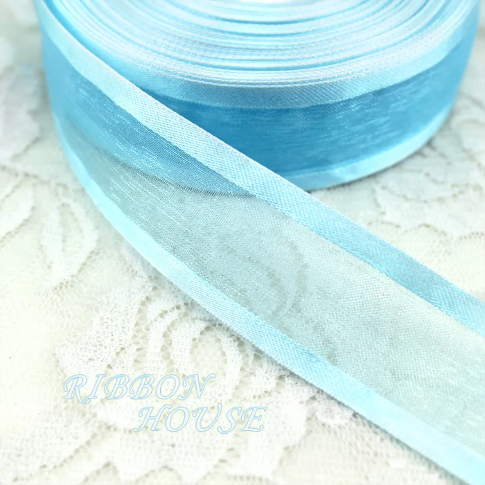20 мм небесно-голубые ленты из органзы оптовая продажа декоративные для упаковки