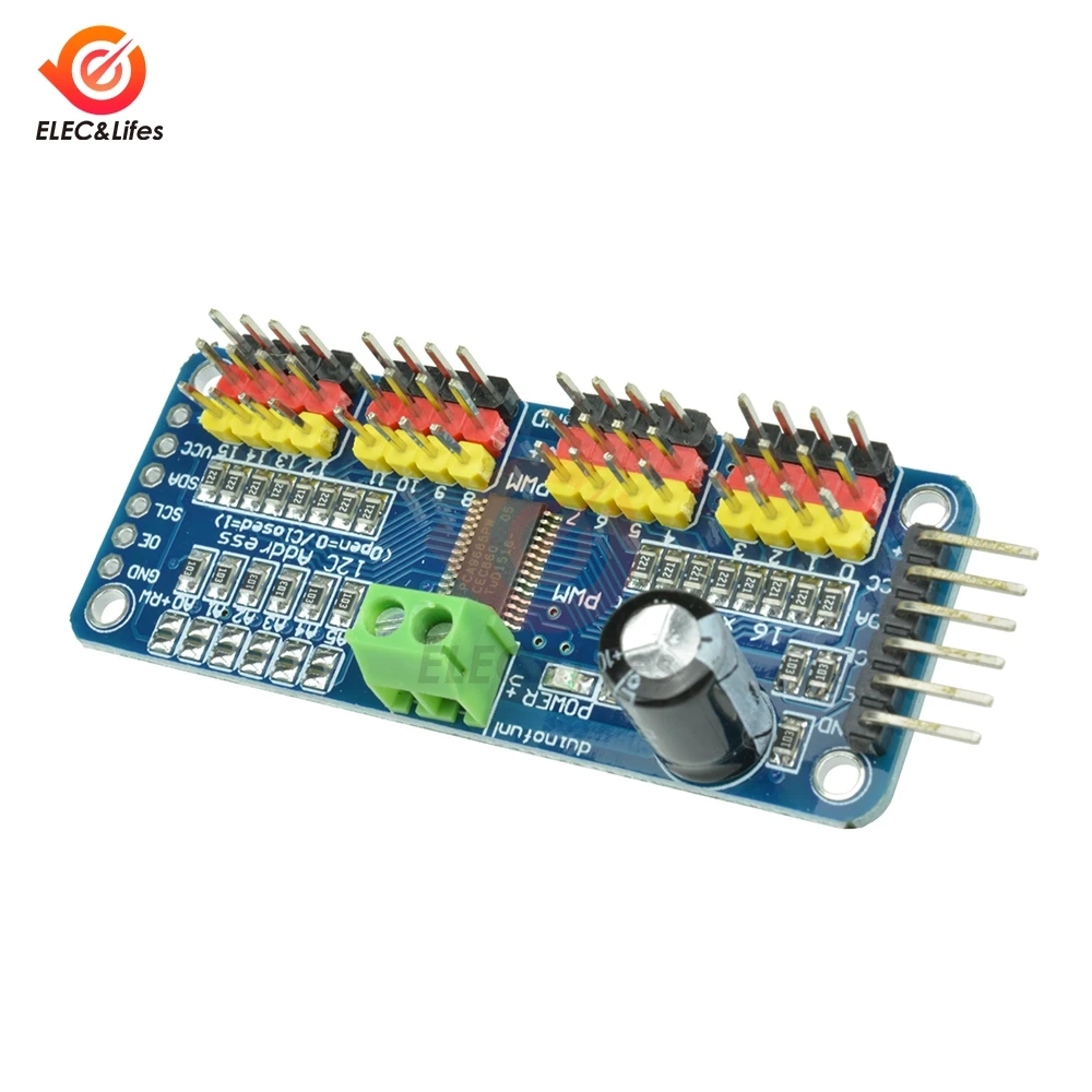 12-разрядный 16-канальный видеорегистратор PCA9685 модуль pwm щит Servo Мотор драйвер модуль I2C Интерфейс для Arduino умный робот сервопривод доска