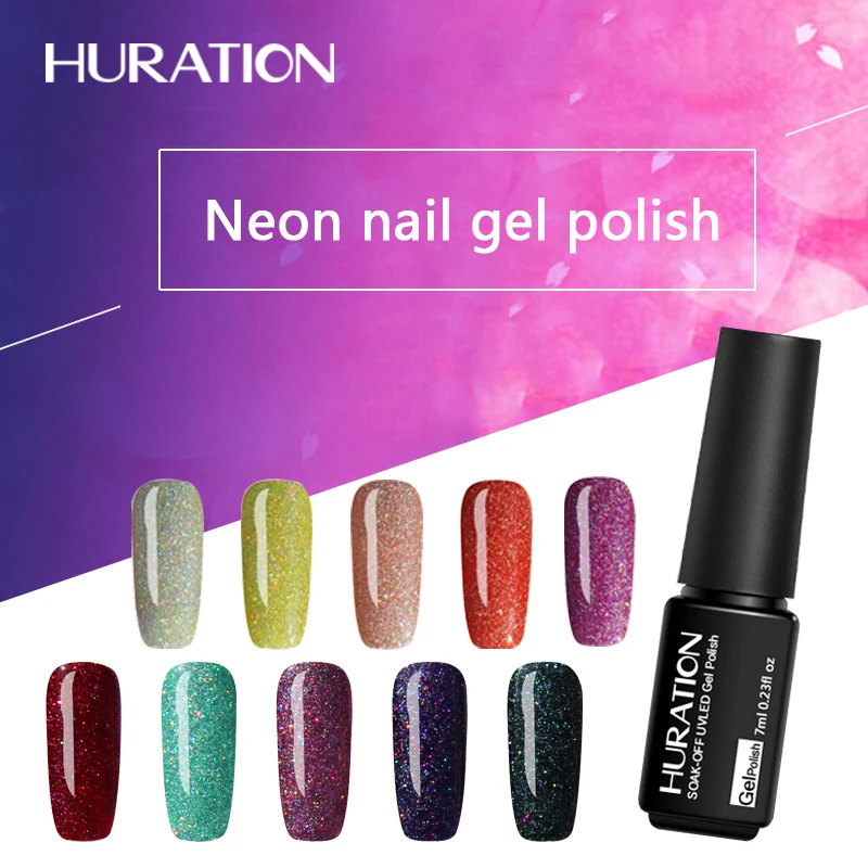 Huration 7 мл неоновый цветной УФ-светодиодный Гель-лак для ногтей DIY дизайна Vernis