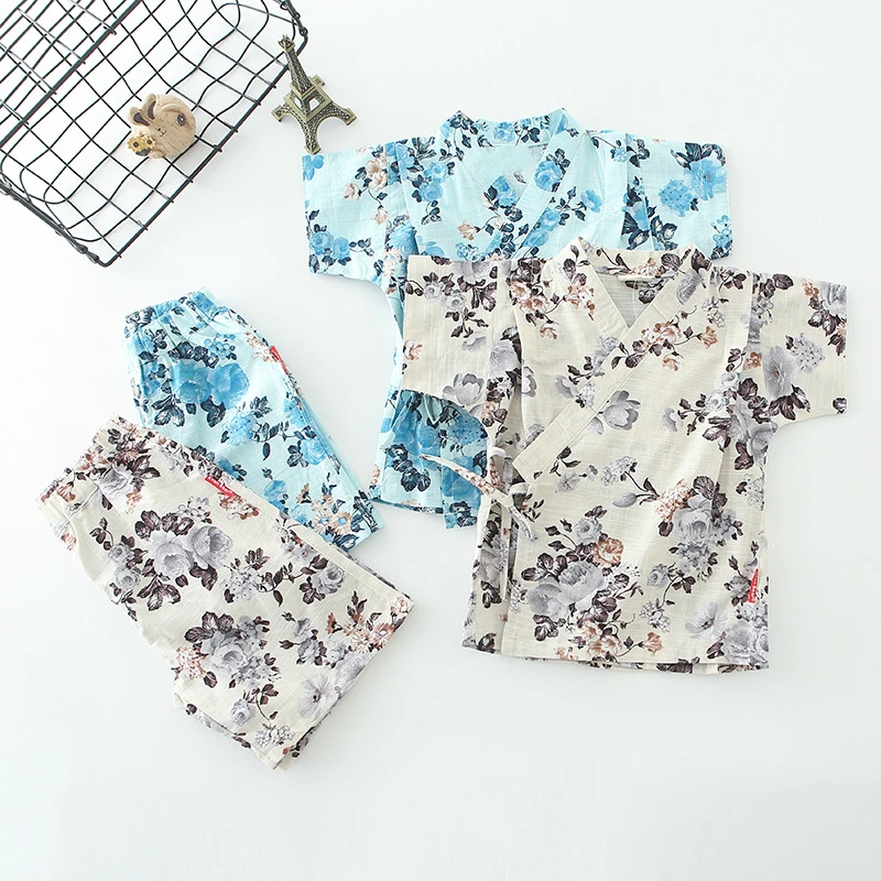 Детский милый домашний костюм с кроликом Пижама-кимоно из двух предметов