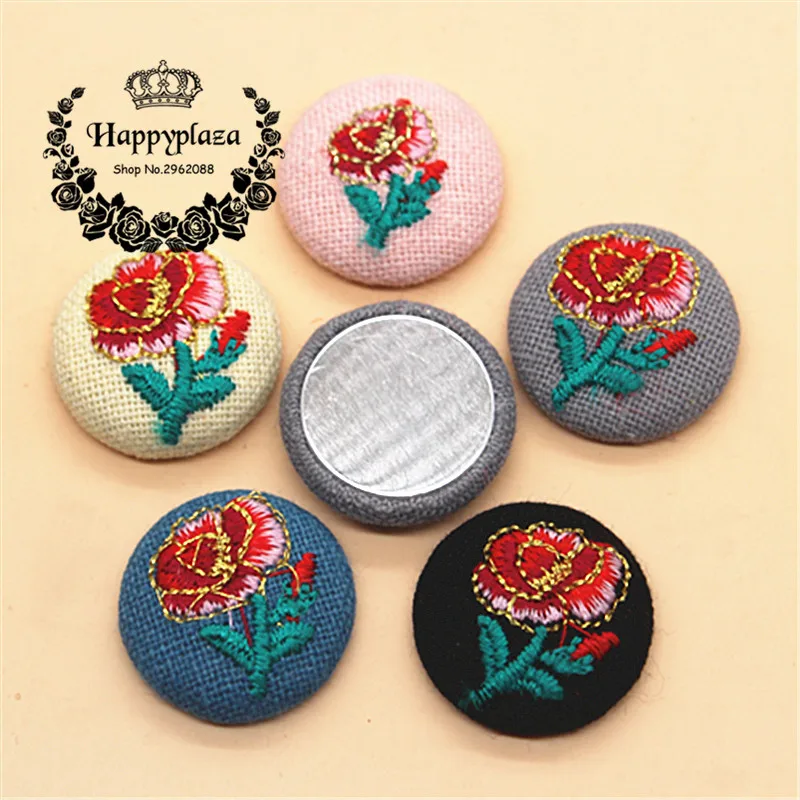10 шт. 23 мм Цветочная вышивка покрытая тканью круглая с плоской спинкой для