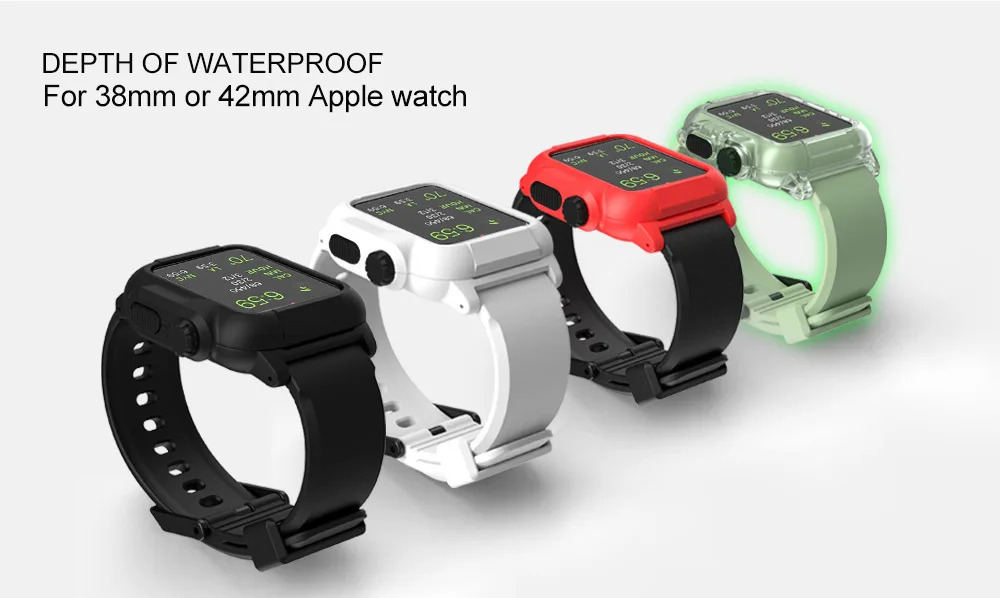 JANSIN светящийся спортивный ремешок для Apple Watch band 44 мм 42 мм водонепроницаемый чехол-браслет iwatch Series 4 3 2 защитный чехол