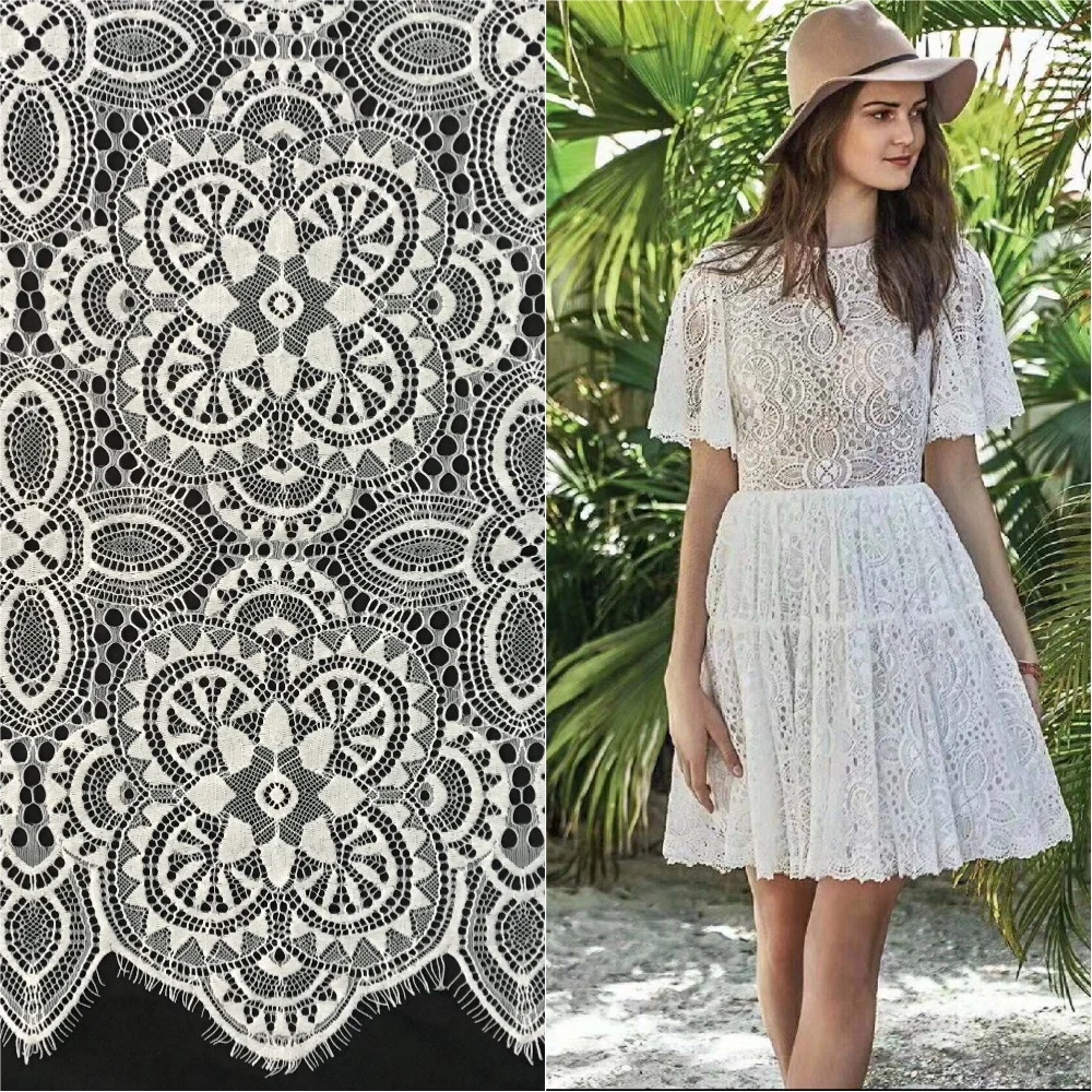 150*300 см/шт. Модное женское платье кружевной материал 1 шт.,! Черное и белое последнее геометрическое кружево с ресницами