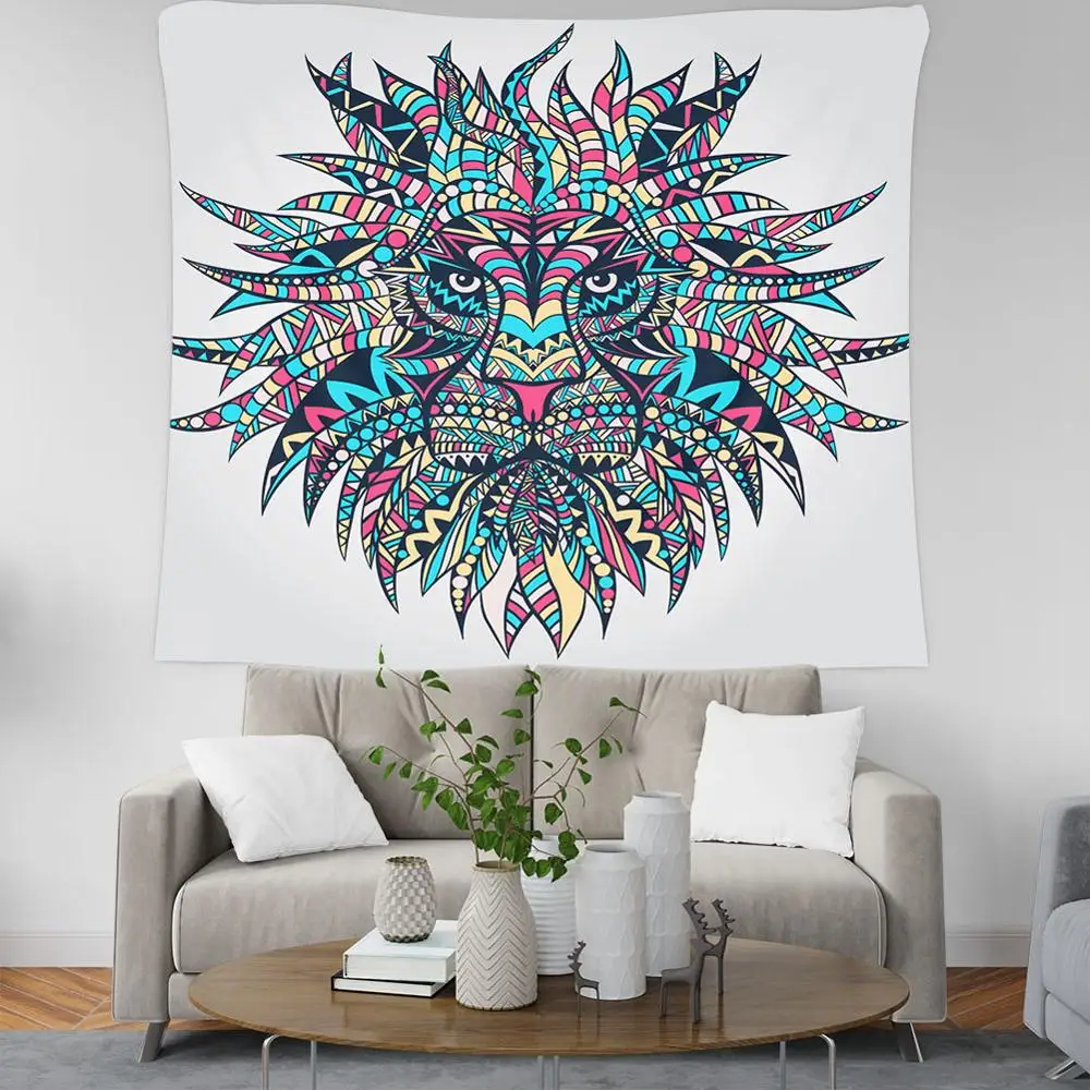 Абстрактный волк настенная Ткань Домашний Декор Гобелен Мандала Настенный Ковер