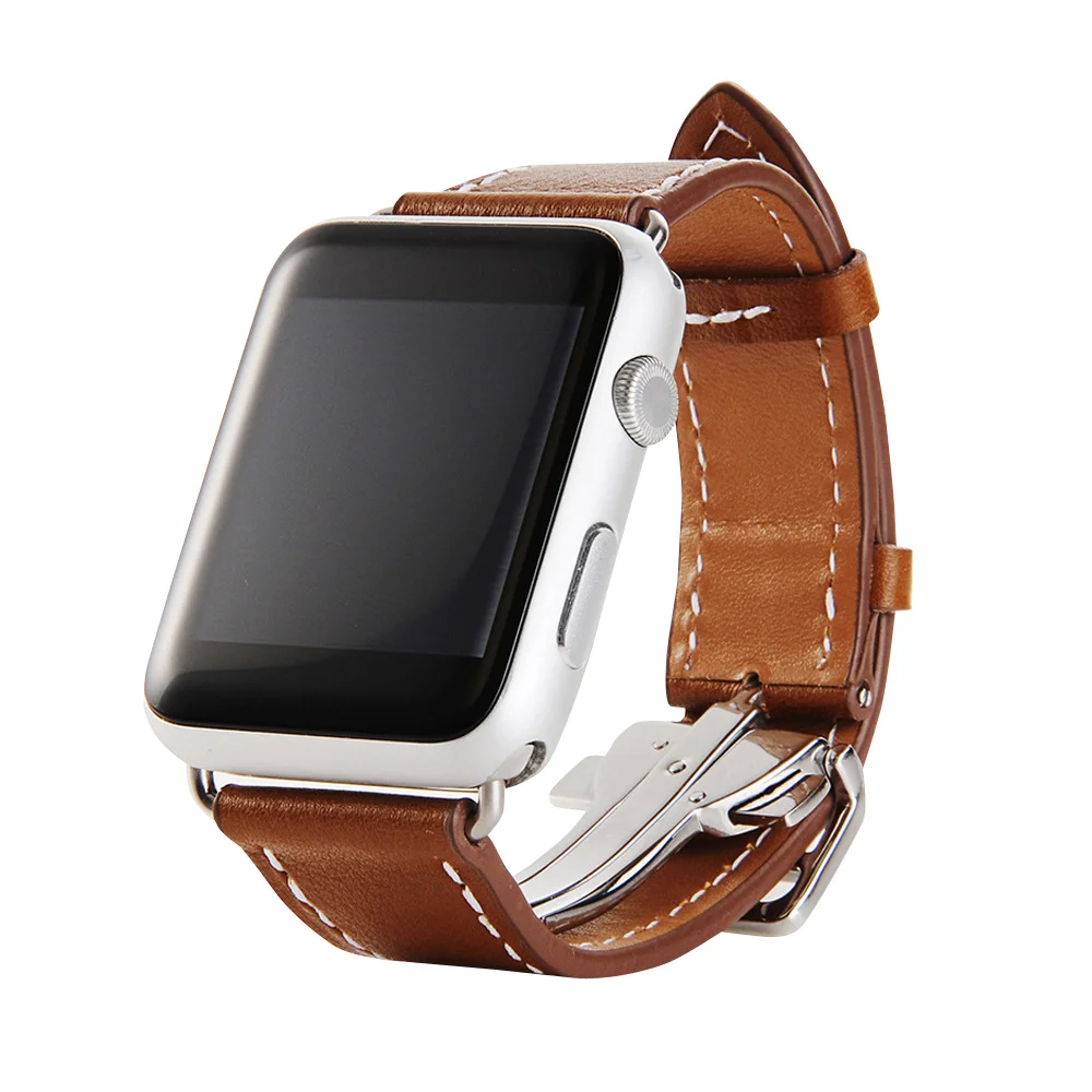 Aivtalk из натуральной кожи часы ремешок для Apple Watch на 42 мм 38 серии 3/2/1 чёрный