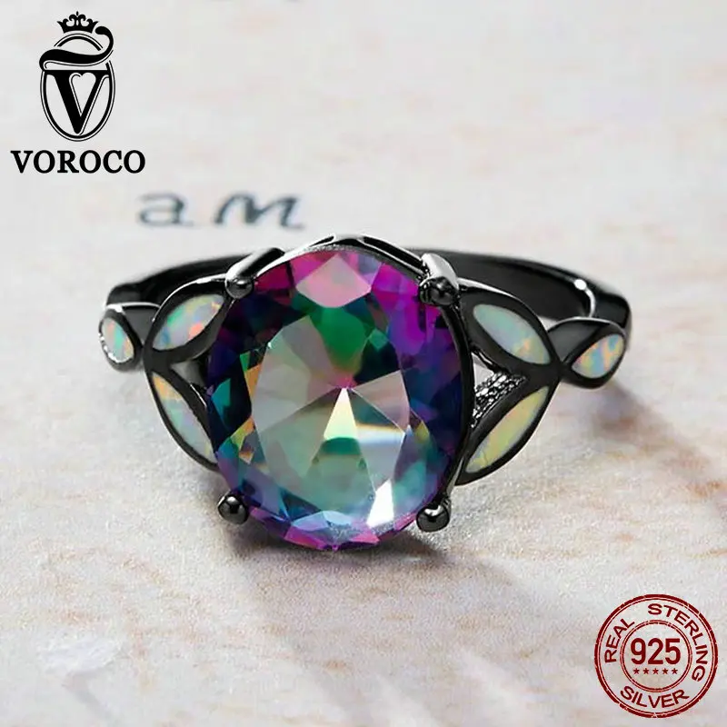 VOROCO Классические Аутентичные 100% Стерлинговое Серебро 925 пробы красочное стекло и