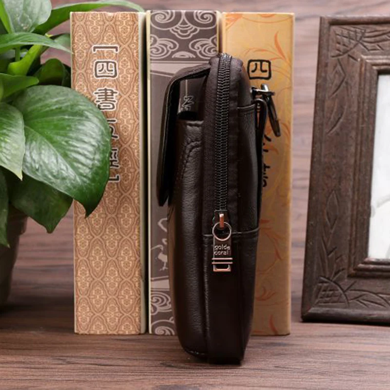 Поясная Сумка из натуральной кожи для мужчин кошелек мобильного телефона 5 6