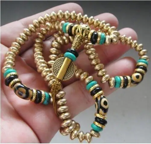 

Tibetan Buddhism brass prayer worry Myra day bead bracelet