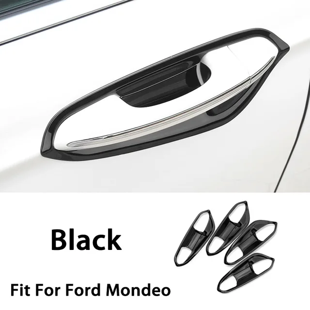 BACKAR Авто Стайлинг Нержавеющая сталь наклейки для Ford Mondeo MK5 MKV внешний дверная ручка рамка охватывает аксессуары - Название цвета: 8pcs-frame-black