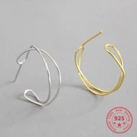 golden line twist stud earrings for women 2018 new trend 100 925 sterling silver lady fashion jewelry