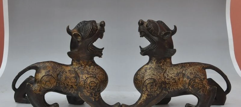 10 &quotкитайские фэншуй бронзовые цветы животные храбрые солдаты Pixiu Единорог