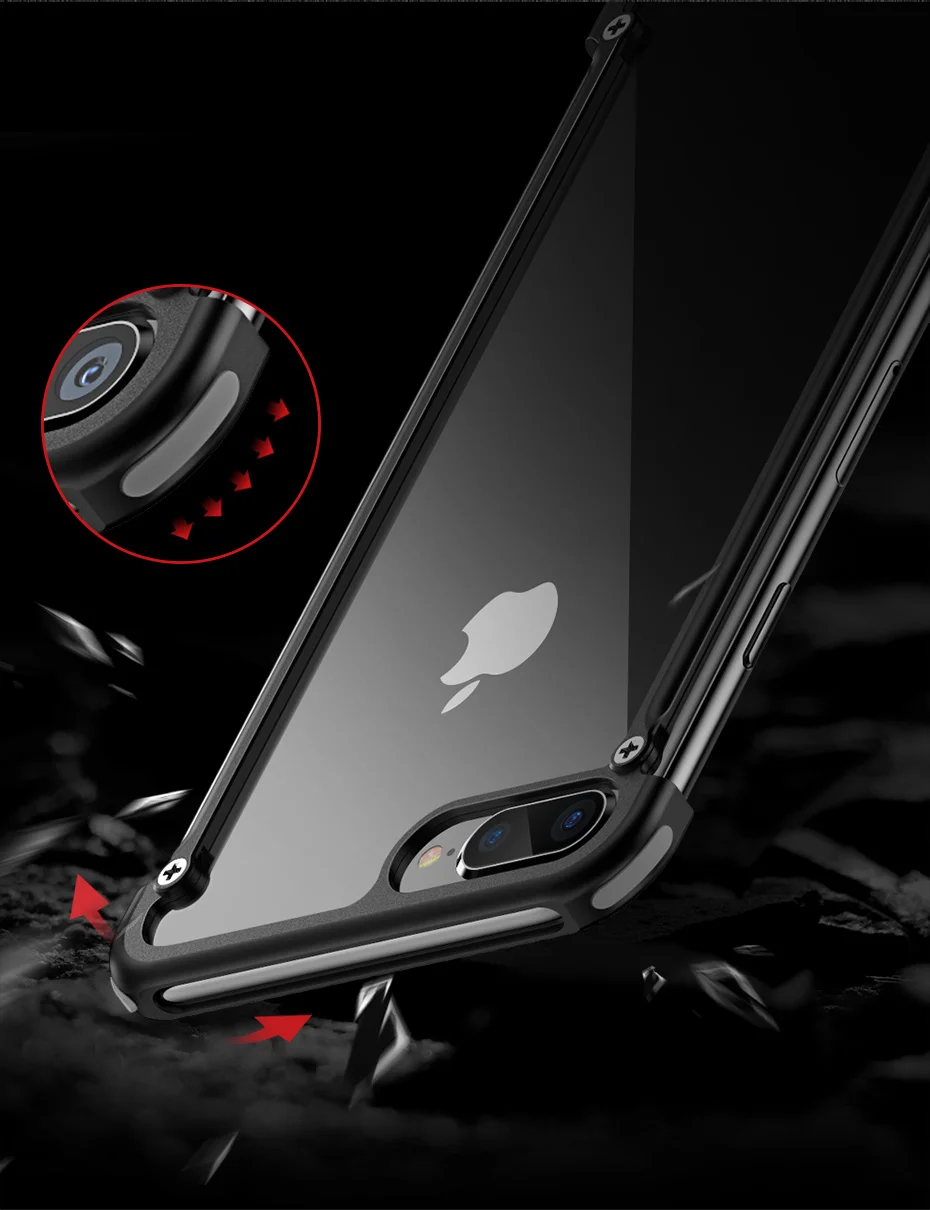 OATSBASF подушка безопасности металлический чехол для iPhone 8 чехол персональная подушка безопасности оболочка для iPhone 8 Plus металлический бампер крышка с подарочной стеклянной пленкой