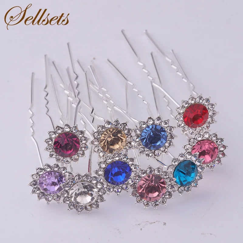 

Sellsets Hair Jewelry Mix 200pcs Multicolor Crystal Flower Hair Pin Wedding Bridal And Bridesmaid Hair Accessories For Women