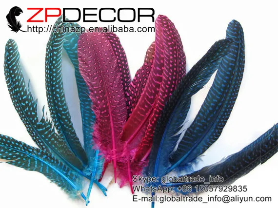 

Manufacturer ZPDECOR 6-8inch(15-20cm) 100pieces/lot Royal Blue Dyed Guinea Fowl Wing quills for DIY Decoration