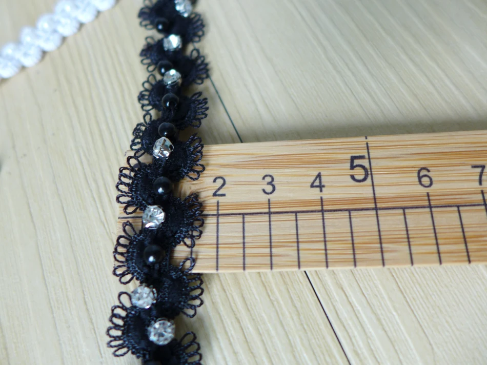 Узкое черное растягивающееся кружево искусственное жемчужная кружевная отделка