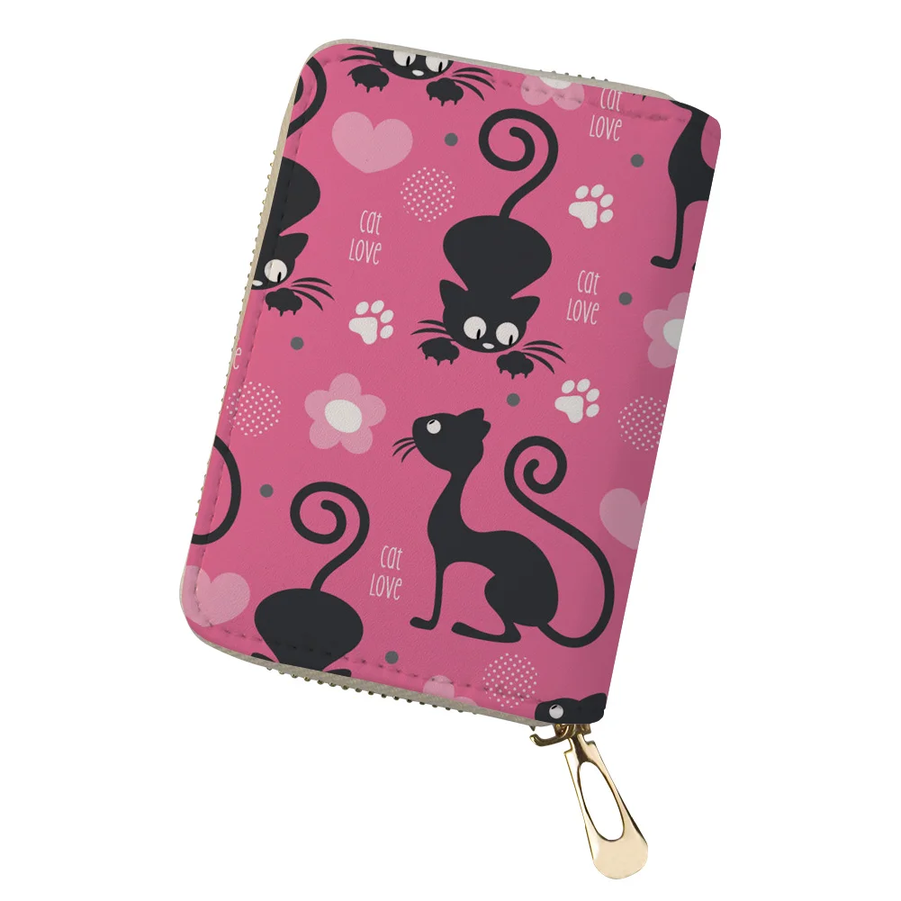 THIKIN Cute Cat and Piano Keyboard Print ID Card Holder for Women Travel Wallet Passport Case Purse Coin Bank Cards Casual | Багаж и сумки