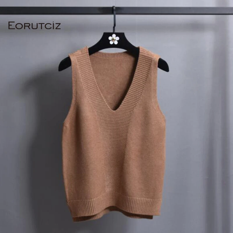 Женский вязаный свитер EORUTCIZ повседневный винтажный без рукавов весна-осень LM381 |
