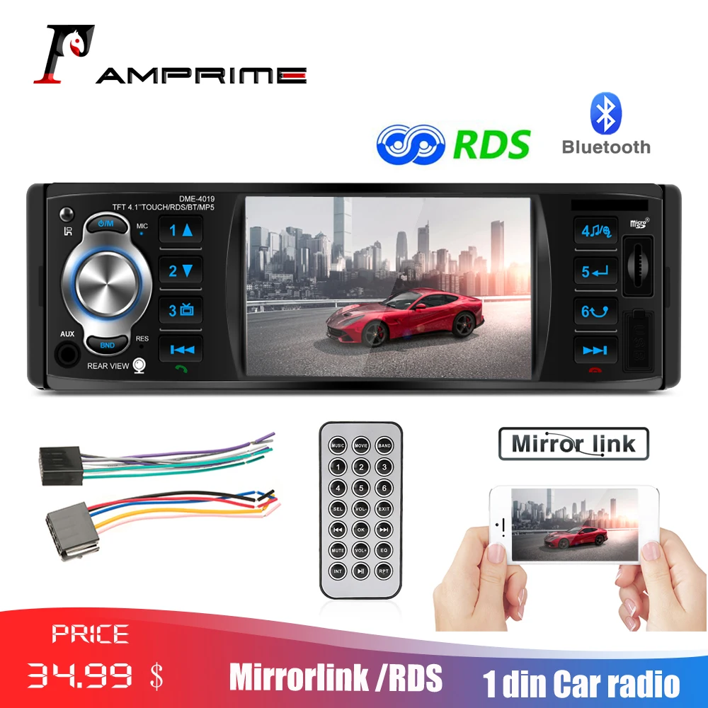 AMPrime 4022D 4 1 дюймов Din автомагнитола Авто Аудио Стерео Авторадио bluetooth Поддержка